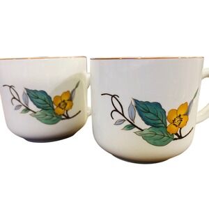 Vintage Pair Citation Woodhill Mugs Discontinued Collectible Floral Pattern Cups